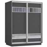 Dulap Mobildor-Lux Fox uși glisante din PAL cu elemente din oglindă (180x60x210H cm) Anthracite