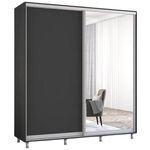 Dulap Mobildor-Lux Aron-P uși glisante din oglindă și PAL (190x60x200H cm) Anthracite