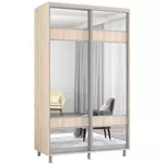 Dulap Mobildor-Lux Aron cu uși glisante cu oglindă zebra (140x60x240H cm) Sonoma