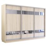 Dulap Mobildor-Lux Fox uși glisante din PAL cu elemente din oglindă (320x60x220H cm) Sonoma