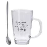 Cană Excellent Houseware 51421 Set cani 2 buc, 300 ml pentru macchiato+ 2 linguri