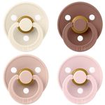 Пустышка BIBS 120459 Set 4 Colour Latex, tetina rotunda, 6 luni + Ivory/Blush/Woodchuck/Blossom-1204