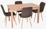 Комплект стол и стулья Evelin di Costacurta стол HV-27V Light Brown + 4 стула YTC-080Wo, BJORN-45 (Dark brown)
