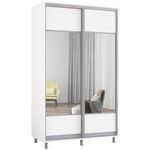 Dulap Mobildor-Lux Aron-S uși glisante din PAL cu oglindă orizontal (130x60x210H cm) Alb Brilliant