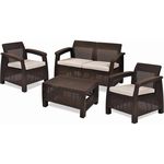 Mobilier pentru grădină Hydro S Set mobilier terasă Novara, 4 persoane, Maro