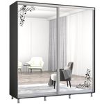 Dulap Mobildor-Lux Aron 2.0-2.3m uși glisante din oglindă cu aplicații (230x60x200H cm) Anthracite