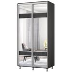 Dulap Mobildor-Lux Aron-S 1.0m-1.8m uși glisante din PAL cu oglindă zebra (110x60x200H cm) Anthracite