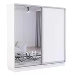 Dulap Mobildor-Lux Fox uși glisante din oglindă și PAL (210x60x210H cm) Alb