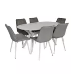 Комплект стол и стулья Evelin di Costacurta стол Raffles Oval White + 6 стульев YTC 055WH Blu-13 Light grey