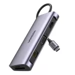Adaptor de rețea USB Ugreen 80133 / HUB 10in1 Type-C 3.0 to 3*USB-A, 3.5mm Audio Jack, PD, RJ45, VGA, SD/TF Card Reader, 4K HDMI, CM179, Space Gray