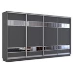 Dulap Mobildor-Lux Fox uși glisante din PAL cu elemente din oglindă (390x60x200H cm) Anthracite