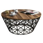 Măsuţă cafea Trendy Stil Metal Ferforje, Nuc 90x38x90cm