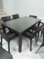 Set masa CT065-C begonvil rattan cu sticla + 6 scaune CT 014 P Mambo Rattan