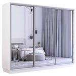 Dulap Mobildor-Lux Fox uși glisante din oglinzi (260x60x200H cm) Alb