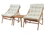 Комплект мебели 5ед: стол 43X43XH42cm, 2 кресла 66X86XH82cm + 2 матраса, желтый