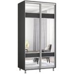 Dulap Mobildor-Lux Aron-P 1.0m-1.8m uși glisante din PAL cu oglindă zebra (110x60x240H cm) Anthracite