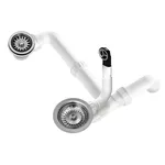 Sifon pentru chiuvetă bucătărie Helika-AquaSanita AQF-009V Stainless Steel + Plastic
