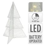 Ghirlandă Promstore 49095 Figurina cu lumina Brad 3D 20LED 50 cm, 2xAA, cronometru, alba