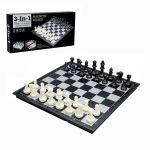 Joc educativ de masă Essa 22160 Joc de masa 3în1 Șah, dame, table, 25x25cm