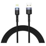 Cablu telefon mobil Tellur TLL155324 Cable USB - Lightning, cu LED, Nylon, 2m, Black
