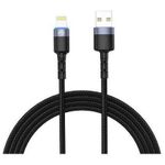Cablu telefon mobil Tellur TLL155373 Cable USB - Lightning, cu LED, Nylon, 1.2m, Black