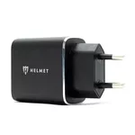Helmet Wall Charger with Cable USB to Micro-USB 2xUSB 2.4A, Black