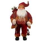 Новогодний декор Promstore 20074 Mos Crăciun, 90cm, Red&Gold cu cadouri si felinar