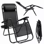 Mobilier pentru grădină Jumi OM-282025 Sezlong pliabil cu polita, Negru