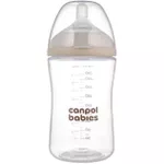 Cană cu pai Canpol 35/401 Sticlă cu formă naturală și tetină cu două zone, 260 ml