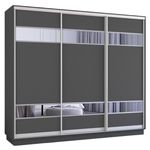 Шкаф Mobildor-Lux Fox uși glisante din PAL cu elemente din oglindă (280x60x230H cm) Anthracite