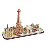 Set de construcție Cubik Fun L525h 3D Puzzle Paris cu iluminare LED, 115 elemente