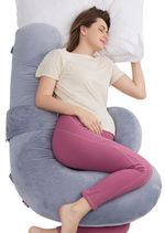 Подушка для мам Momcozy PP007-GR00NB-C Perna pentru maternitate in forma F Velvet Grey