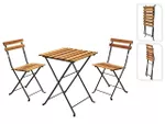 Set mobilier din lemn/metal 3 piese: masa 55X54XH71cm si 2 scaune 39X44XH79cm