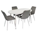 Комплект стол и стулья Evelin di Costacurta стол DT-533R Wh + 4 стула YTC-055Wh Blu-13 (Light grey)
