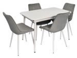 Комплект стол и стулья Evelin di Costacurta стол DT-531R Wh + 4 стула YTC-055Wh blu-13 (Light grey)