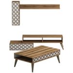 Стенка Trendy Planeta Орех, Белый (комплект мебели для гостиной) (GTR001258)