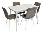 Комплект стол и стулья Evelin di Costacurta стол DT-531R Wh + 4 стула YTC-078Wh UF885-14 (Grey)
