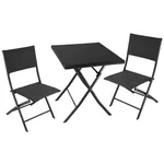 Садовая мебель Hydro S Складной комплект Panama Rattan, стол и 2 стула, пластик/металл, черный