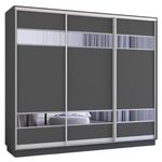 Dulap Mobildor-Lux Fox uși glisante din PAL cu elemente din oglindă (300x60x220H cm) Anthracite