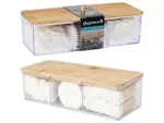 Organizator Eleganza 23X9X6cm, capac bambus+200buc betisoare+30tampoane+30discuri