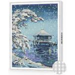 Tablou pe numere Art Gallery QB203968 Mozaic cu diamante patrate 40x50cm Casuta pe lac iarna