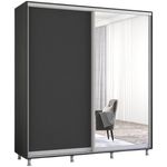 Dulap Mobildor-Lux Aron cu uși glisante din oglindă și PAL (210x60x210H cm) Anthracite