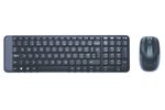 Wireless Keyboard & Mouse Logitech MK220, Compact, Quiet typing, FN key, 2xAAA/2xAA, Black