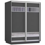 Шкаф Mobildor-Lux Fox uși glisante din PAL cu elemente din oglindă (170x60x200H cm) Anthracite