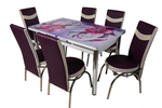 Комплект Келебек ɪɪ 180 + 6 стульев Merchan фиолетовые с белым