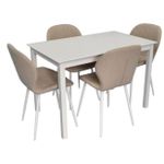 Комплект стол и стулья Evelin di Costacurta стол GLORIA White + 4 стула YTC-064Wh Bjorn-24 Light beige