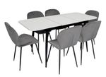Комплект стол и стулья Evelin di Costacurta стол DT-531R B + 6 стульев YTC-064B Blu-14 (Dark grey)