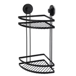 Полка для ванной Holland 28942 Raft de colt cu 2 nivele pe ventuze Bathroom 25x18x37cm, negru, metal
