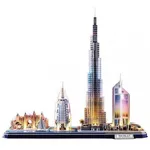 Set de construcție Cubik Fun L523h 3D Puzzle Dubai cu iluminare LED, 182 elemente
