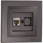 Розетка электрическая Mono Electric Разъем данных 1*RJ45 CAT6 графит Despina